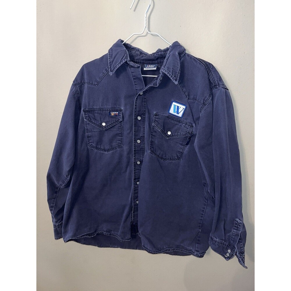 LAPCO FR Flame Resistant Blue Work Shirt Long Sleeve Men’s Size Large